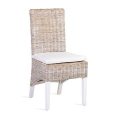 Estila Ratanová stolička Blanc hnedej farby s bielymi nožičkami a podsedákom 97cm