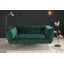Estila Art deco zamatová dvojsedačka Vermont v smaragdovej zelenej farbe s opierkami na ruky na zlatých nožičkách 165cm