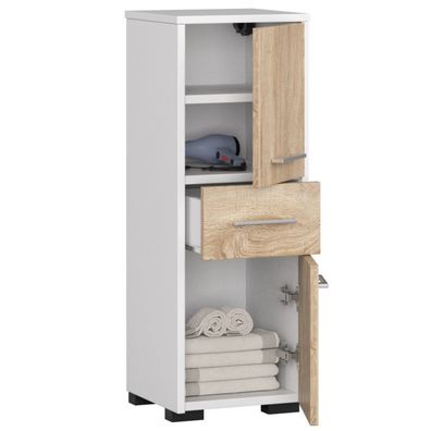 Kúpeľňová skrinka Fin 2D 1SZ biela/dub sonoma