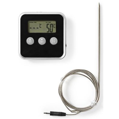 Nedis KATH105BK - Teplomer na mäso s displejom a časovačom 0-250 °C 1xAAA