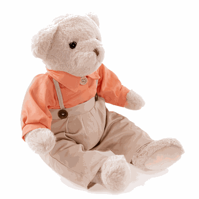 Plyšový medvedík, smotanová/oranžová, 45cm, MADEN BOY TYP1