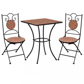 Mozaikový bistro set 3 ks Dekorhome Cihlová