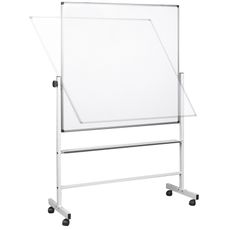 Mobilná otočná obojstranná biela popisovacia tabuľa, magnetická, 1500 x 1200 mm
