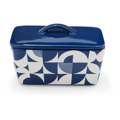 Biela/modrá keramická nádobka na maslo Bauhaus – Cooksmart ®