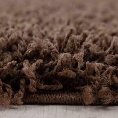 Ayyildiz , Kusový koberec Life Shaggy 1500 brown kruh, 80x80 (priemer) kruh, hnedá, obývacia izba