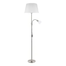 Sivá stojacia lampa so skleneným a textilným tienidlom (výška 170 cm) CONESA – EGLO