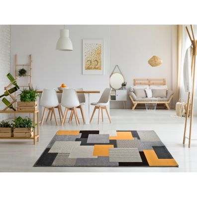 Sivo-oranžový koberec Universal Leo Square, 80 x 150 cm