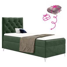 Boxspringová posteľ, 90x200, zelená látka Velvet, ľavá, GULIETTE + darček