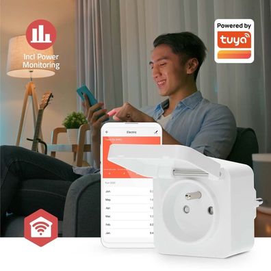 Nedis ZBPO130EWT -Inteligentná zásuvka Smartlife 3680W/230V/ Typ E/16A Wi-Fi Tuya IP44
