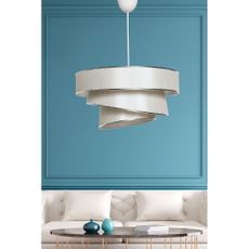 Závesné svietidlo v krémovo-striebornej farbe s textilným tienidlom ø 40 cm Couper – Opviq lights