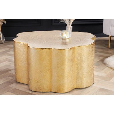 Estila Art deco konferenčný stolík Stobio II v zlatej farbe z kovu bez nožičiek 70cm