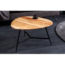 Estila Moderný svetlý hnedý trojuholníkový konferenčný stolík Dalbergio s vrchnou doskou z masívneho akáciového dreva 60 cm