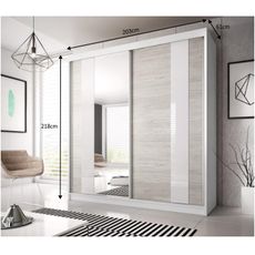 KONDELA Multi 32 šatníková skriňa 203x218 cm dub kathult svetlý / biela