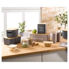Antracitový plastový úložný box s vekom 27x22,5x15,5 cm – Homéa