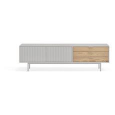 TV stolík v dekore duba v šedo-prírodnej farbe 180x52 cm Sierra – Teulat