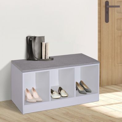 Stojan na topánky so sedadlom 89,6 x 35,6 x 47 cm | biela