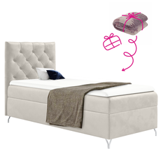 Boxspringová posteľ, 90x200, biela látka Velvet, ľavá, GULIETTE + darček