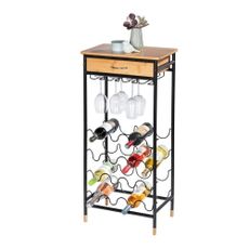 Kovová vinotéka v čierno-prírodnej farbe na 16 fliaš, 48x95 cm Loft - Wenko
