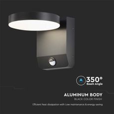 LED Vonkajšie nástenné svietidlo so senzorom LED/17W/230V 4000K čierna