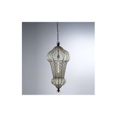 SIRU - Luster na reťazi BABÀ 1xE27/60W/230V pr. 30 cm číra/hnedá benátske sklo