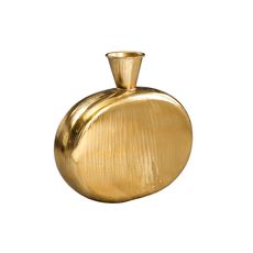 Estila Art deco oválna kovová zlatá váza Aleny s lesklým štruktúrovaným povrchom 65 cm
