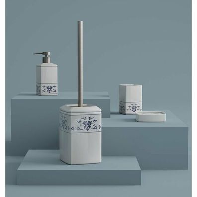 GEDY CX3389 Cixi WC štetka na postavenie, porcelán, biela/modrá