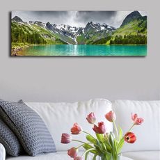 Wallity Obraz s LED osvetlením JAZERO V HORÁCH 5 30 x 90 cm
