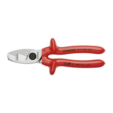 Káblové nožnice 200 mm - 1000 V. KNIPEX 95 17 200 - chrómovaný, VDE - izolácia ponorením do kúpeľa