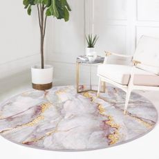 Svetloružový/v zlatej farbe prateľný okrúhly koberec ø 120 cm Marble – Mila Home
