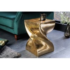 Estila Dizajnový štvorcový art deco príručný stolík Twist so zatočeným dizajnom v zlatej farbe 45 cm