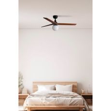 FARO 34277-11L - Stropný ventilátor KLIM M 1xE27/15W/230V orech/čierna + DO