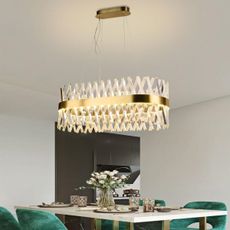 LED Stmievateľný krištáľový luster na lanku LED/90W/230V + diaľkové ovládanie
