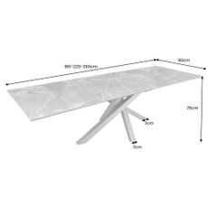 Jedálenský stôl Elegancia Keramika biely 180-220-260 cm Mramor