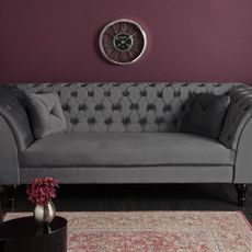 Dizajnová sedačka Rubby Chesterfield II 225 cm strieborno-sivá