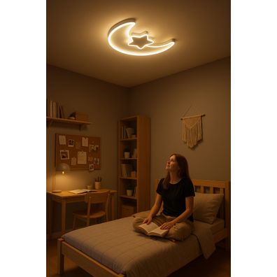 IKO LED stropná lampa s diaľkovým ovládačom – Mesiac s hviezdou