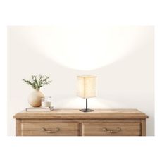 Čierno-béžová stolová lampa s textilným tienidlom (výška 30 cm) Lela – Fischer & Honsel