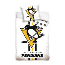 Hokejové posteľné obliečky NHL Pittsburgh Penguins - biele - 100% bavlna, perkál - 70 x 90 cm + 140 x 200 cm