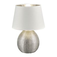 Biela stolová lampa z keramiky a tkaniny Trio Luxor, výška 35 cm