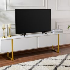 Elegantný televízny stolík Serenity 180 cm, bielo zlatý