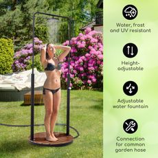 Blumfeldt Sumatra Falls Round, záhradná sprcha, WPC, hliník, Ø 80 cm, okrúhla