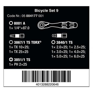 Wera 004177 Skrutkovacie bity Bicycle Set 9 (sada 10 kusov)