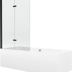 Vana Mexen Cube 170x80 cm s panelem bílá + dvoukřídlá zástěna 100 x 140 cm čirá/černá
