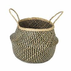 Compactor Pletený úložný košík z morskej trávy Belly, 35 x 32 cm, čierna, M