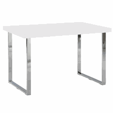 Jedálenský stôl, biela HG + chróm, 130x80 cm, TALOS