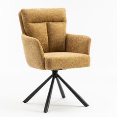Estila Dizajnová retro otočná stolička Dover s horčicovo žltým čalúnením a vysokou chrbtovou opierkou 92 cm