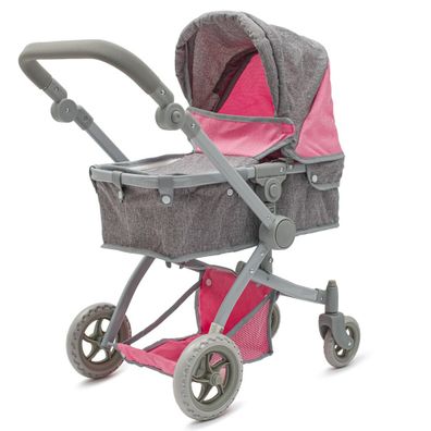 Baby Mix Kočárik pre bábiky 2v1 Sophieružovo-sivý, 63,5 x 37 x 63,5 cm