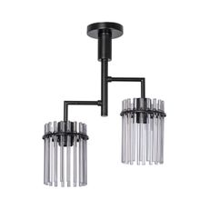 Luster na tyči 2xE27/60W/230V čierna/dymová