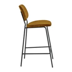 Zamatová barová stolička v horčicovej farbe 92 cm Emma - Light & Living