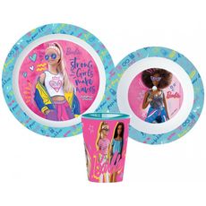 Sada plastového riadu Barbie s kelímkom - 3 diely