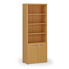 Kombinovaná kancelárska skriňa PRIMO WOOD, dvere na 2 poschodia, 2128 x 800 x 420 mm, buk
